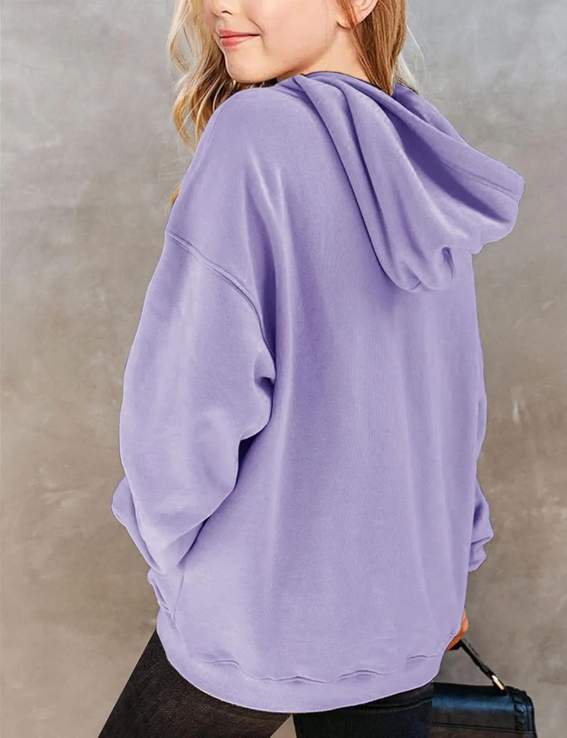 Yuccalley Girls Casual Long Sleeve Hoodies Cute Oversized Fleece Pocket Sweatshirt Tops