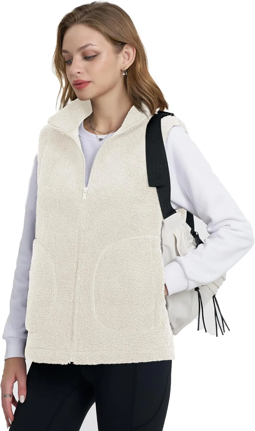 YUCOLEN Womens Polar Fleece Vest Outerwear with 4 Pockets Soft Lightweight Sleeveless Coat for Women with Full Zipper