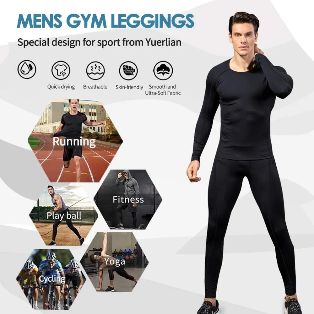 Yuerlian Men's Compression Pants Cool Dry Baselayer Tights Leggings