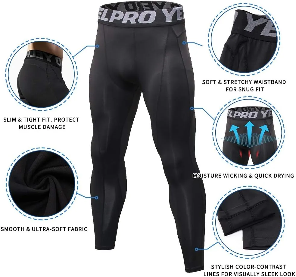 Yuerlian Men's Compression Pants Cool Dry Baselayer Tights Leggings