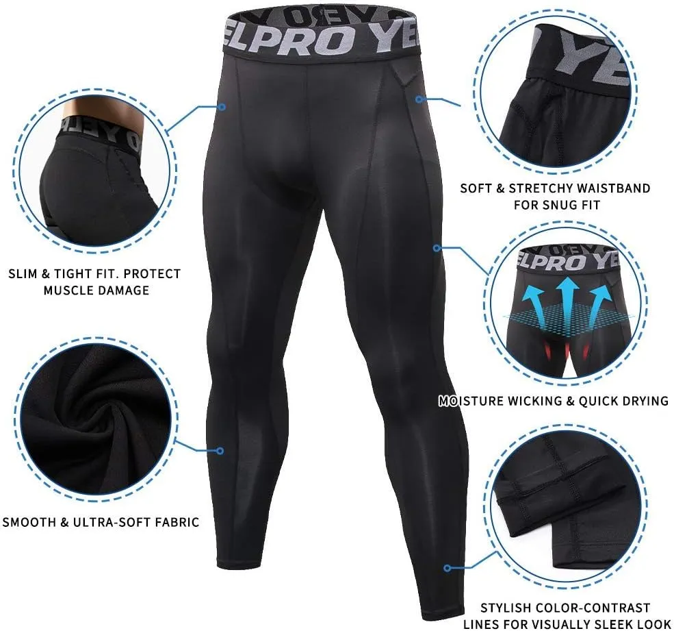 Yuerlian Men's Compression Pants Cool Dry Baselayer Tights Leggings